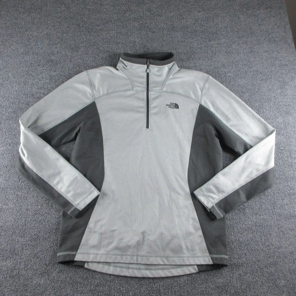 The North Face‎ Jacket Mens Medium Gray Fleece 1/4 Zip Pullover Fleece Outdoors